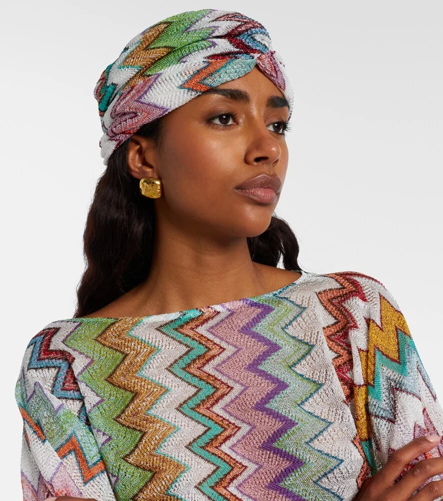 Повязка на голову с зигзагообразным узором из парчи Missoni, мультиколор — фото 2