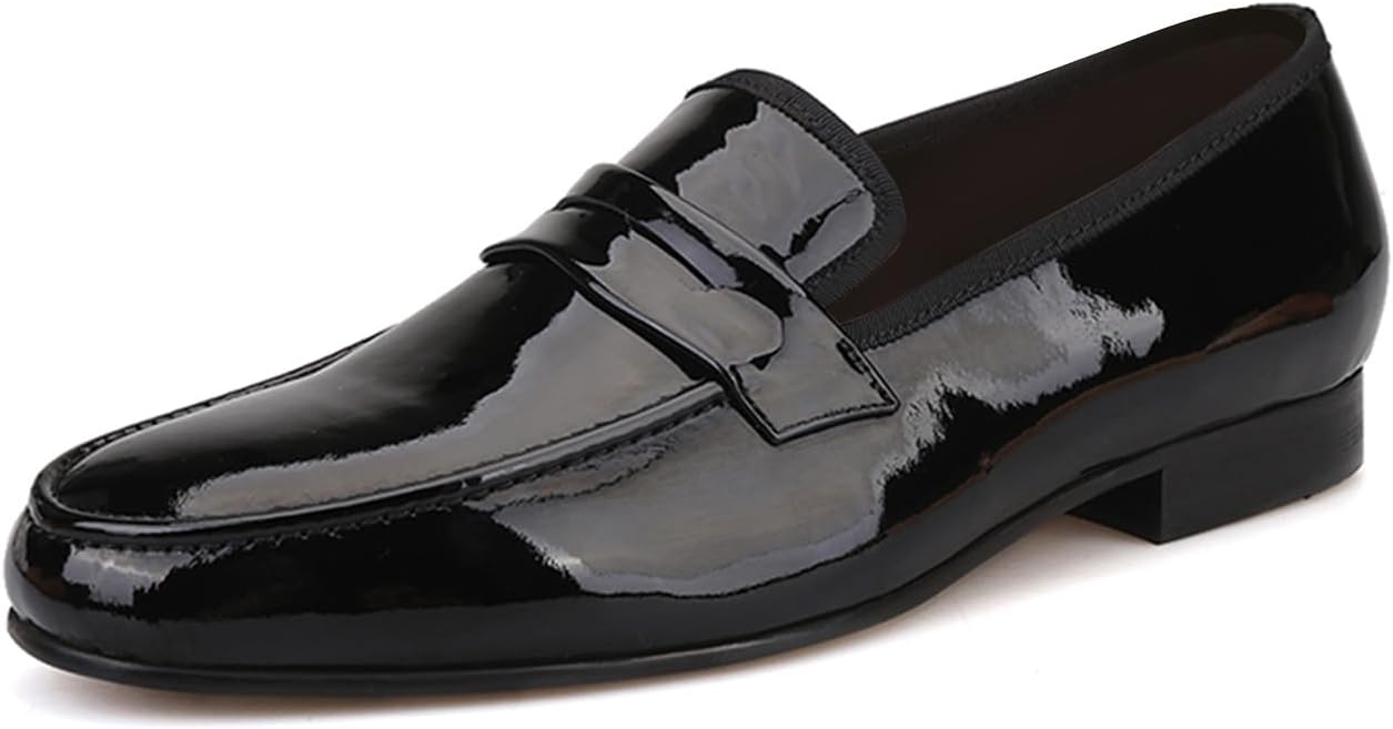 

Мужские пенни-лоферы Santimon, формальные туфли на подкладке, слипоны из лакированной кожи, смокинг, туфли для выпускного, свадьбы, модные деловые и повседневные роскошные туфли, мокасины для вечеринок и дискотеки для мужчин, черный
