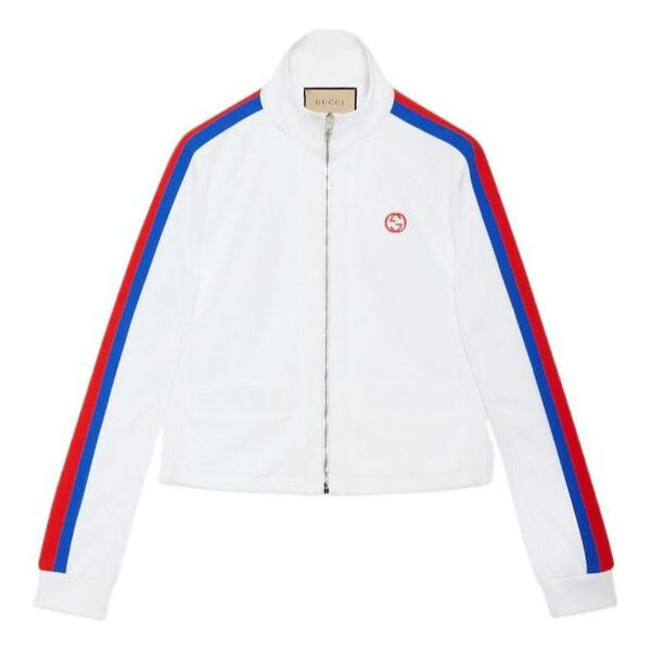 

Куртка technical jersey zip jacket with web 'off white' Gucci, белый