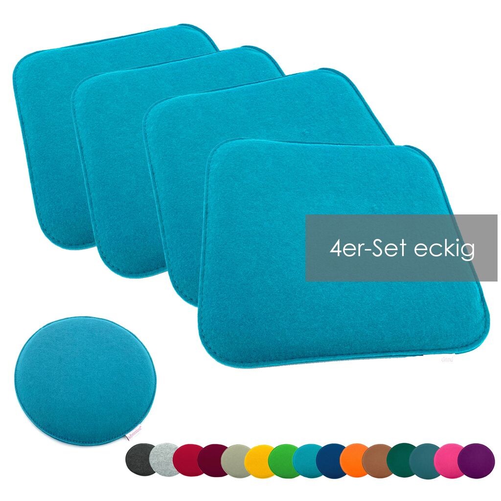 

Heimtexland набор подушек для сиденья фетровая подушка для стула подушка для стула фетровая подушка для стула тип631 набор из 4 квадратов 35 x 35 см цвета синего цвета, аква