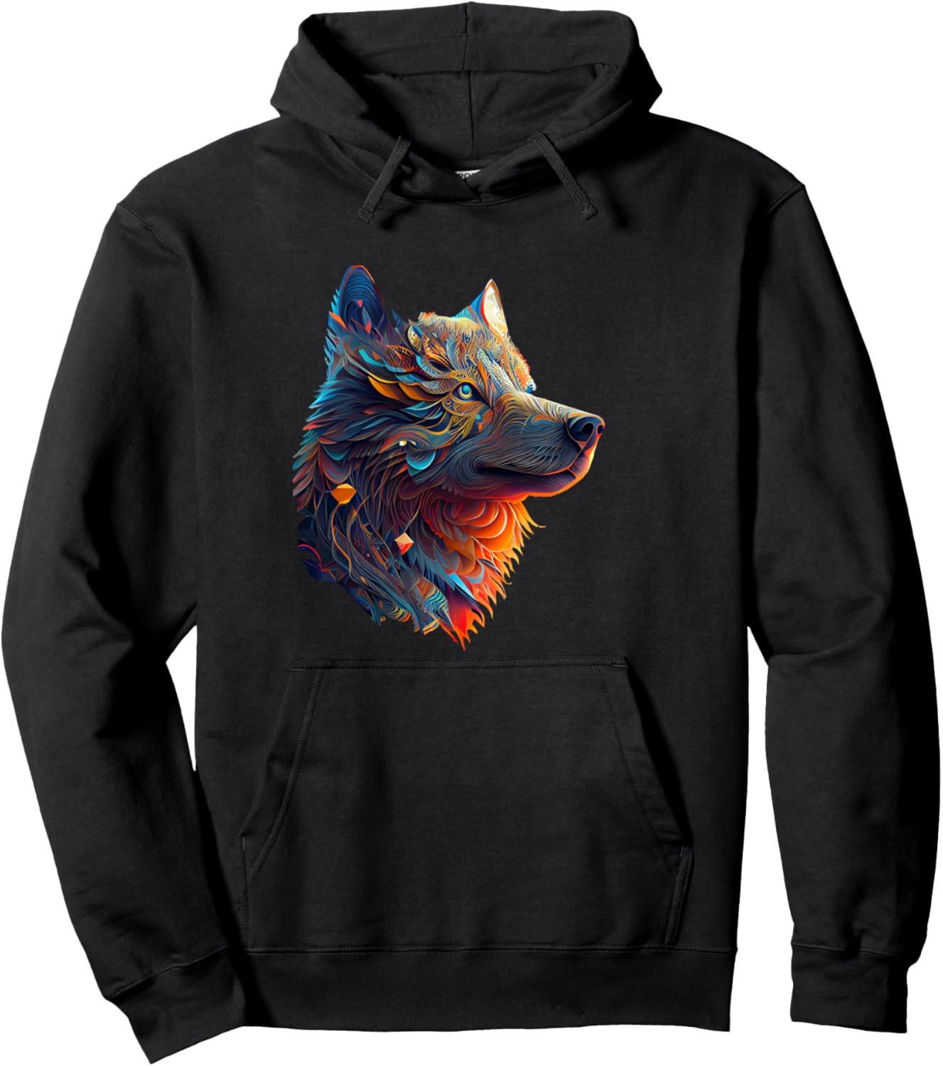 

Красочное абстрактное изображение головы волка. Толстовка Vivid Abstract Wolf Spirit Artwork, черный