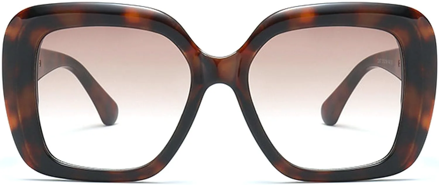 

Ретро-солнцезащитные очки большого квадратного размера для женщин и мужчин, стильные, в форме сердца, модные, с защитой от УФ-излучения UV400 mincl, Leopard