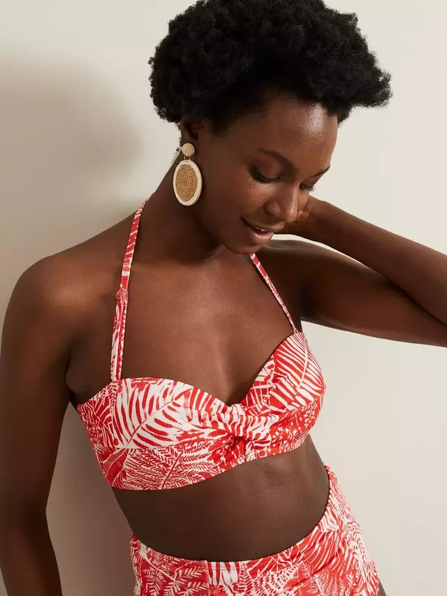 

Топ бикини Phase Eight Fern Print Bandeau, цвет red/white