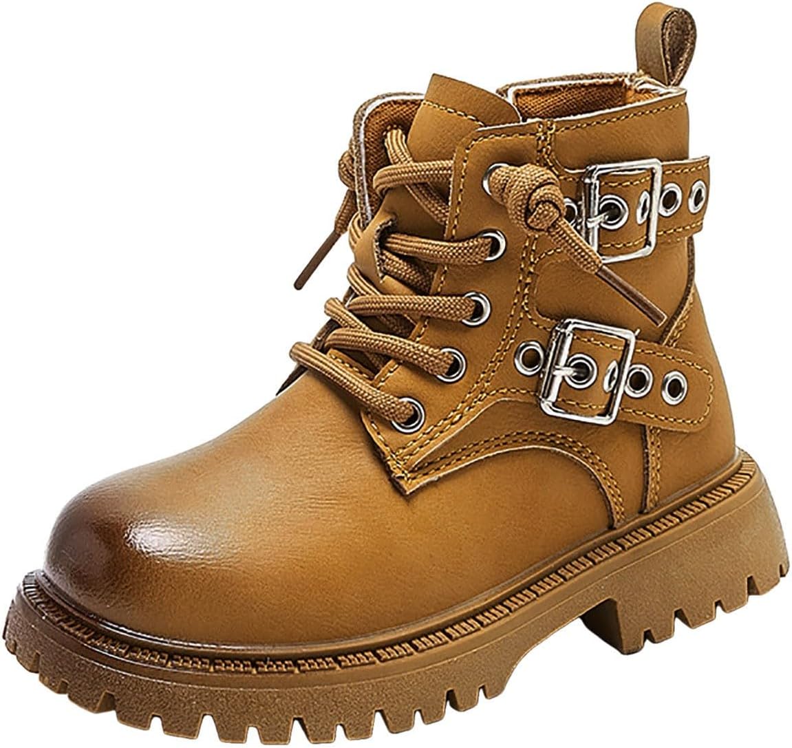 

Детские ботинки IWIHMIV для девочек с молнией и шнуровкой, ботинки для мальчиков для походов, нескользящие уличные рабочие ботиночки, Yellow