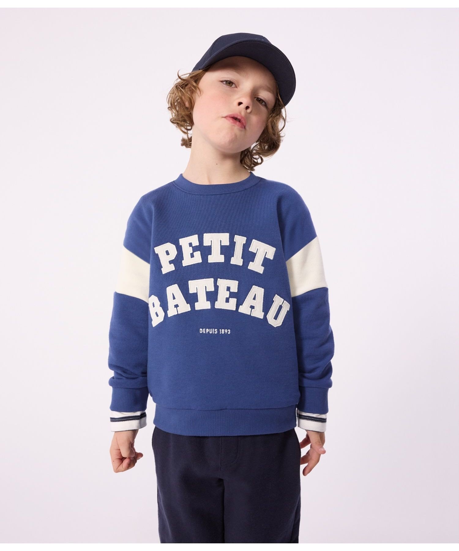 Толстовка с принтом PETIT BATEAU, Blue/Off White
