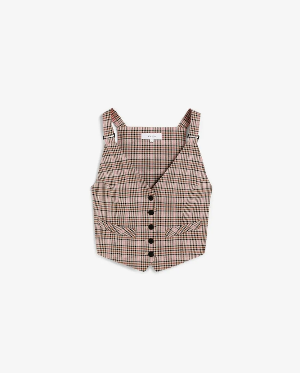 

Женский жилет в клетку с многофункциональными бретелями Scalpers, розовый