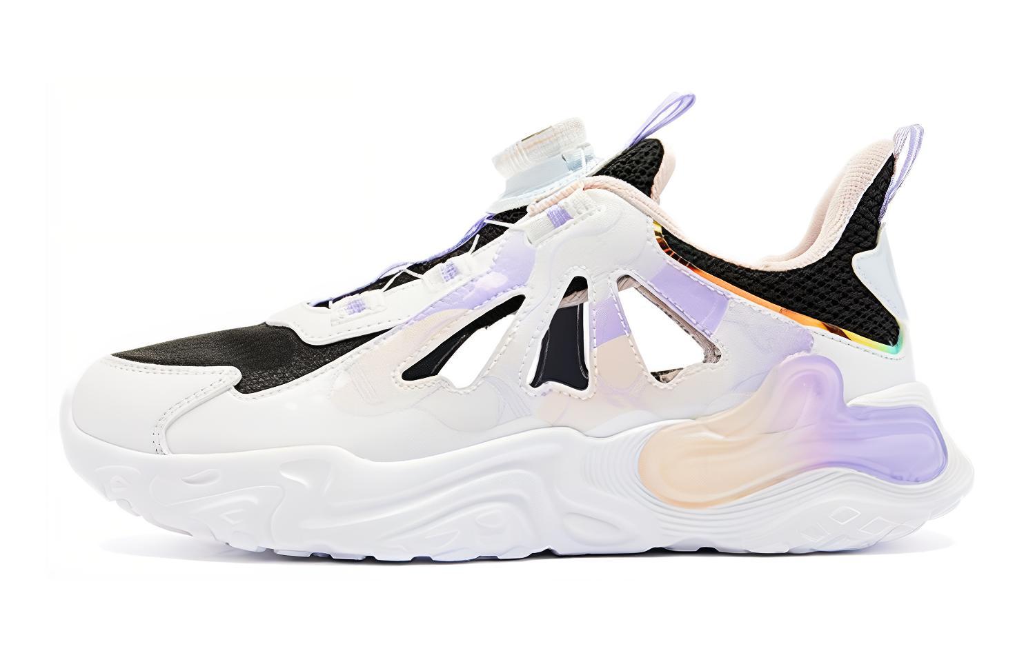 

Амортизирующие и дышащие низкие детские повседневные кроссовки White Black Purple QIAODAN