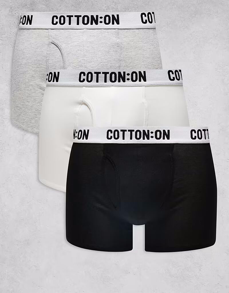 

Комплект из 3 трусов-боксеров Cotton On черного, серого и белого цветов Cotton:On