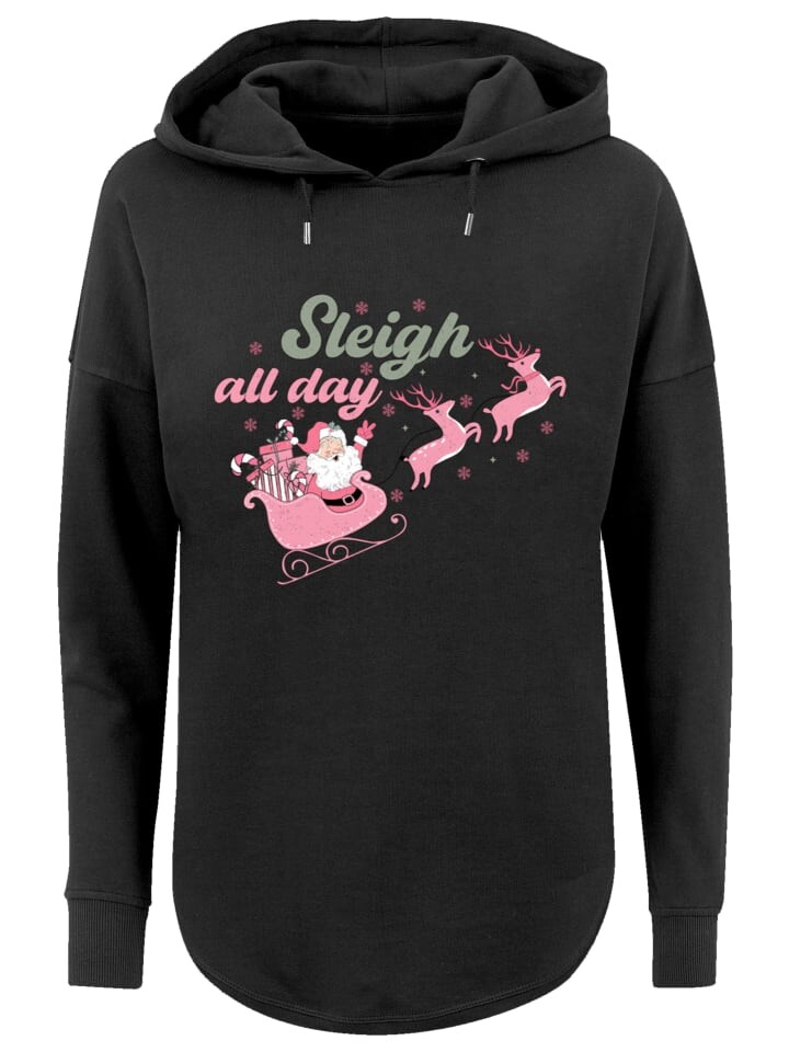 

Пуловер F4NT4STIC Oversized Hoodie Sleigh all day Santas Reindeers, черный