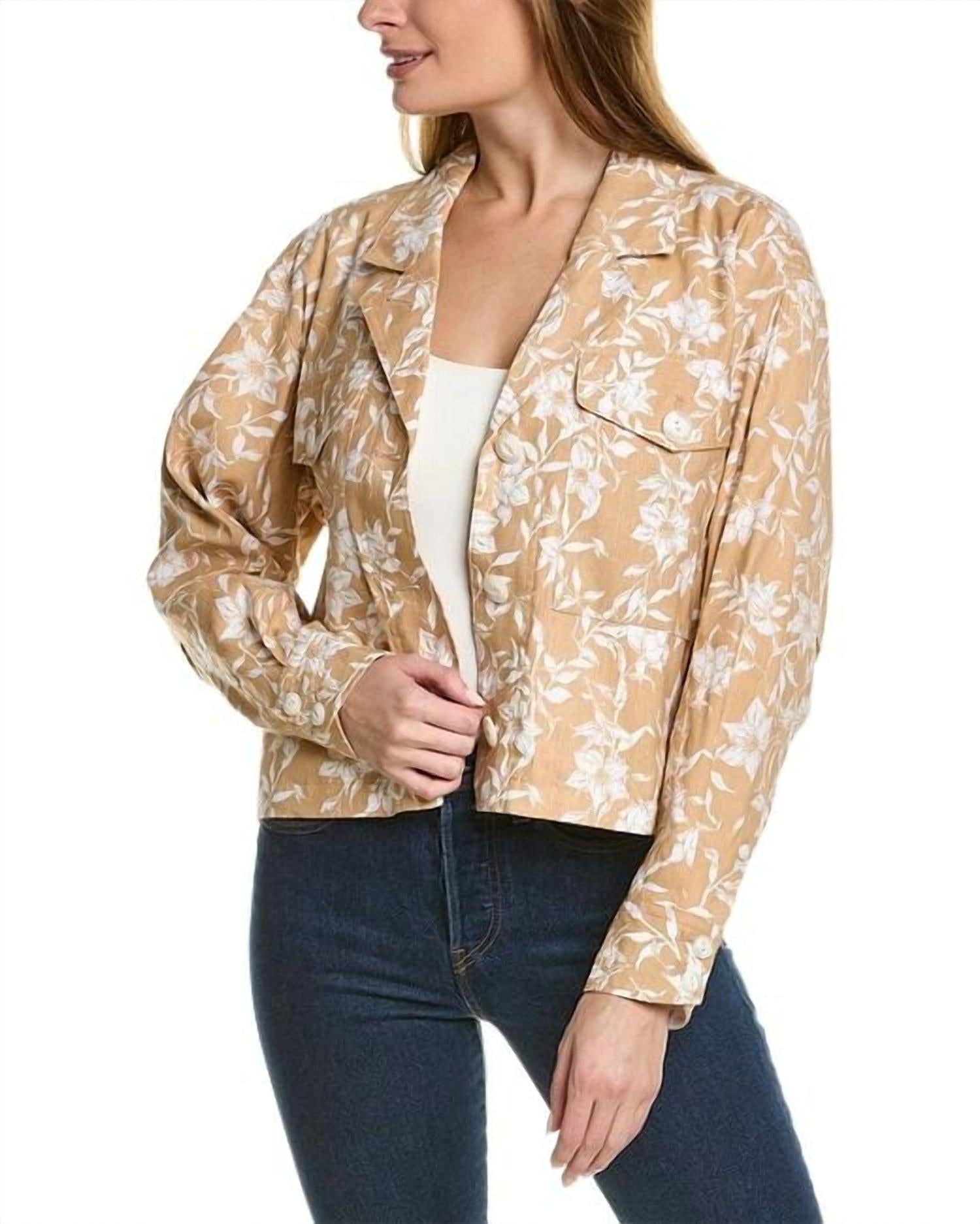 

Льняная рубашка-куртка Jessie Printed в бежевом цветочном стиле rag & bone
