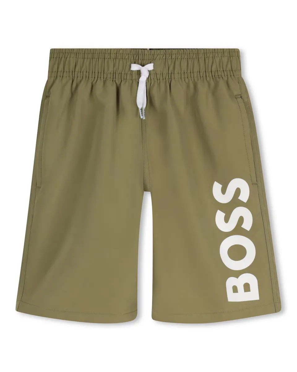 

Купальник для мальчиков с логотипом и кулиской BOSS Kidswear, цвет Kaki