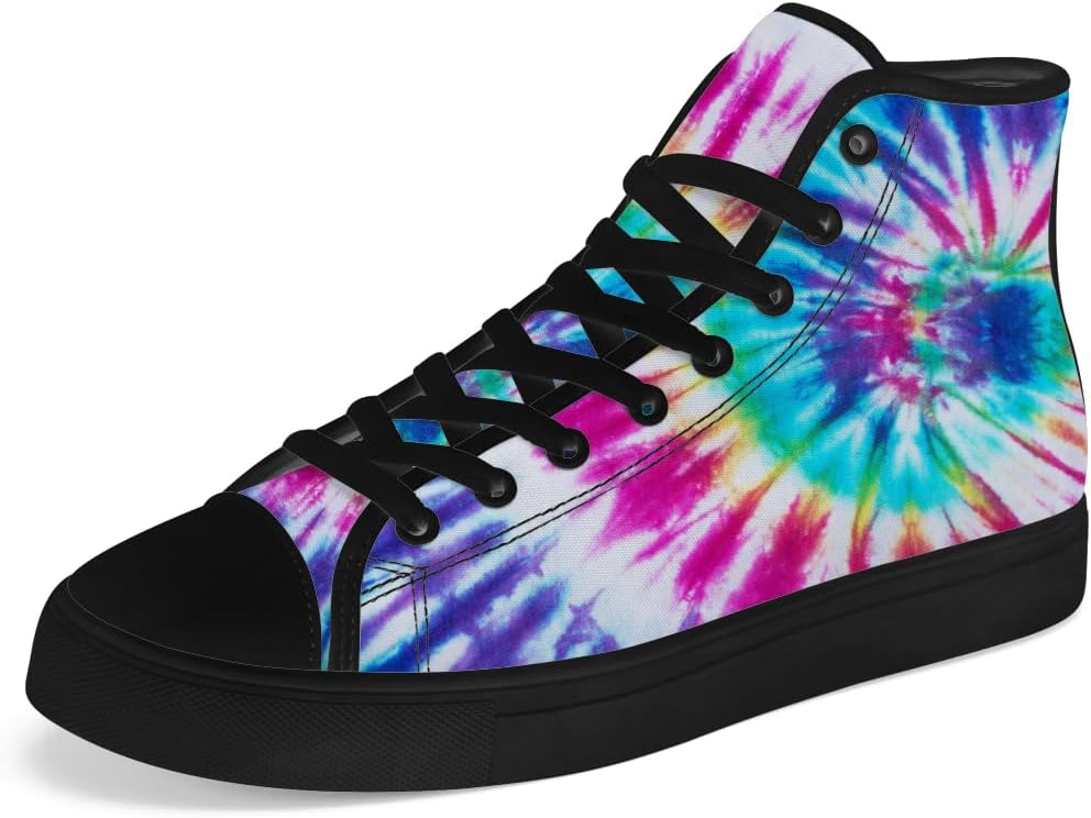 

Мужские и женские высокие кеды с узором тай-дай на холщовой ткани, высокие кроссовки на шнуровке, повседневная обувь Chebing, синий/фиолетовый