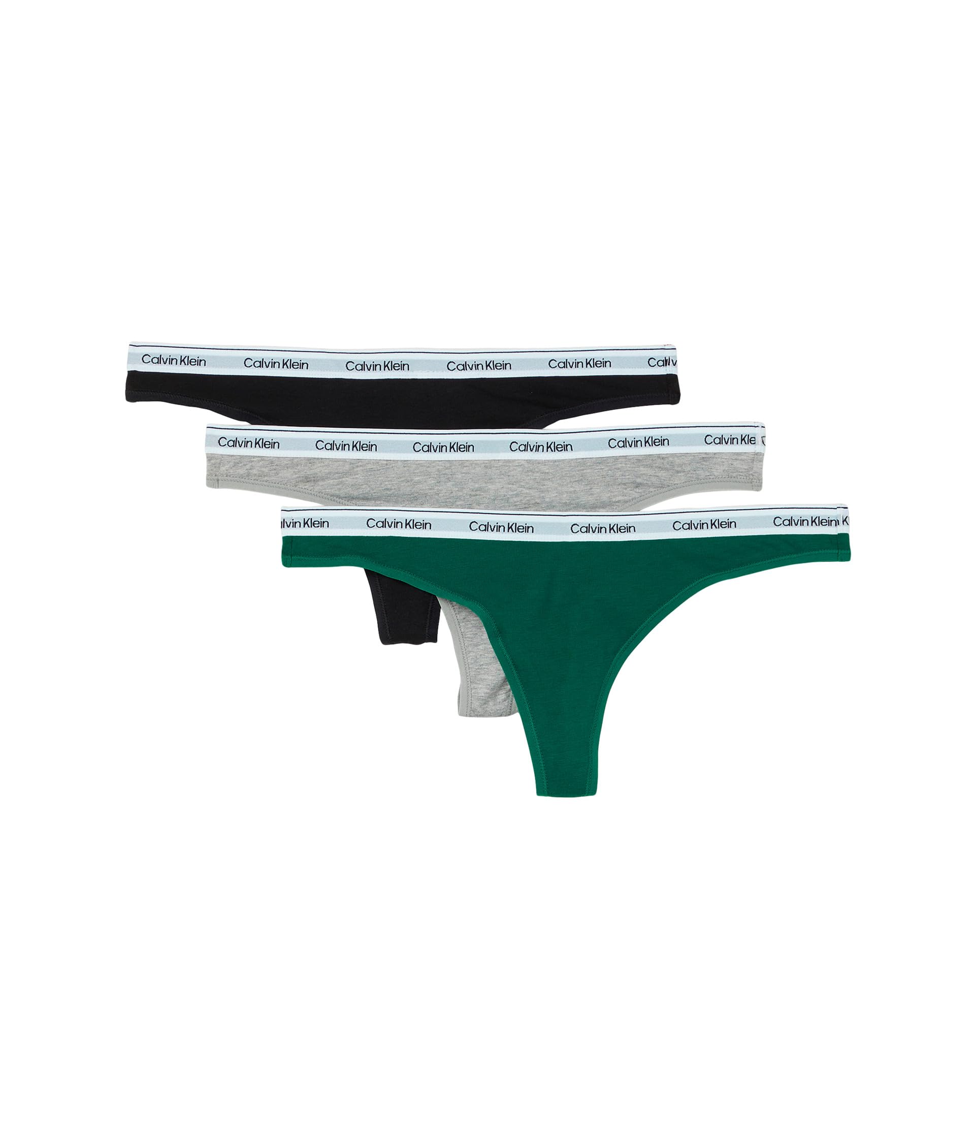 

Стринги Calvin Klein Underwear Icon Logo 3-Pack Thong, цвет Black/Grey Heather/Turf