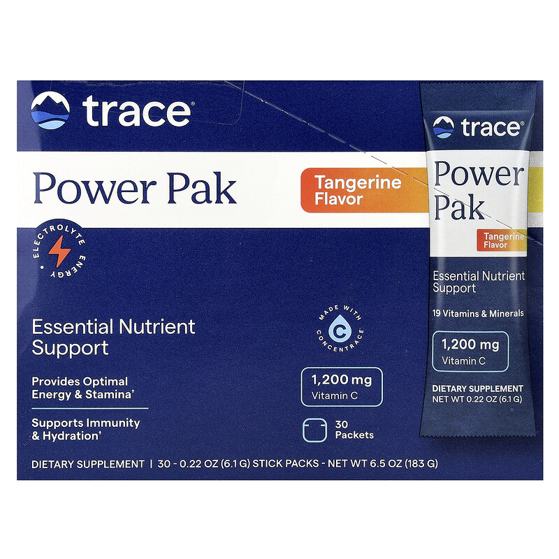 

Trace, Power Pak, мандарин, 30 пакетиков по 6,1 г (0,22 унции)