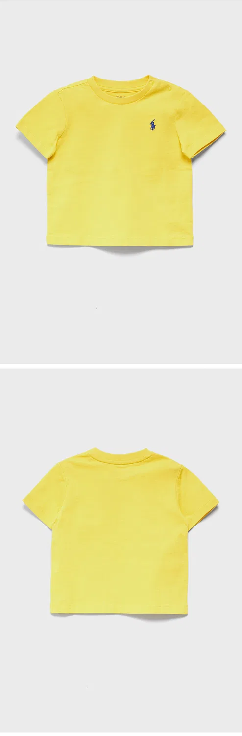 Детская хлопковая футболка с круглым вырезом жёлтая от Polo Ralph Lauren Children — фото 3