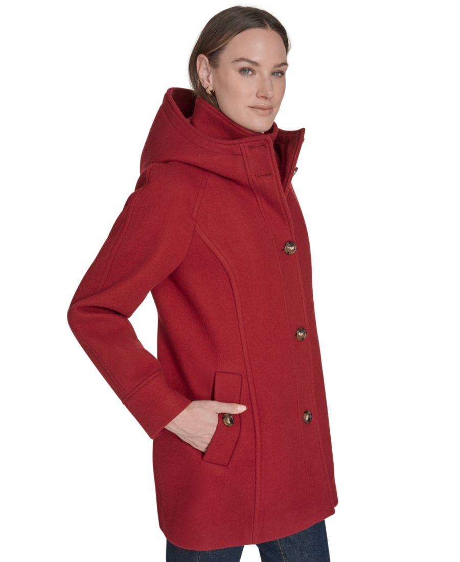 Женское пальто с капюшоном и застежкой на пуговицы Tommy Hilfiger, Red — фото 3
