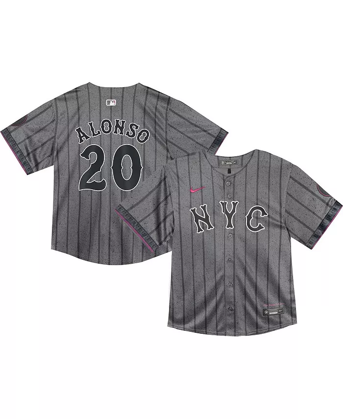 

Футболка игрока Пита Алонсо графитовая New York Mets 2024 City Connect Limited для мальчиков и девочек Nike