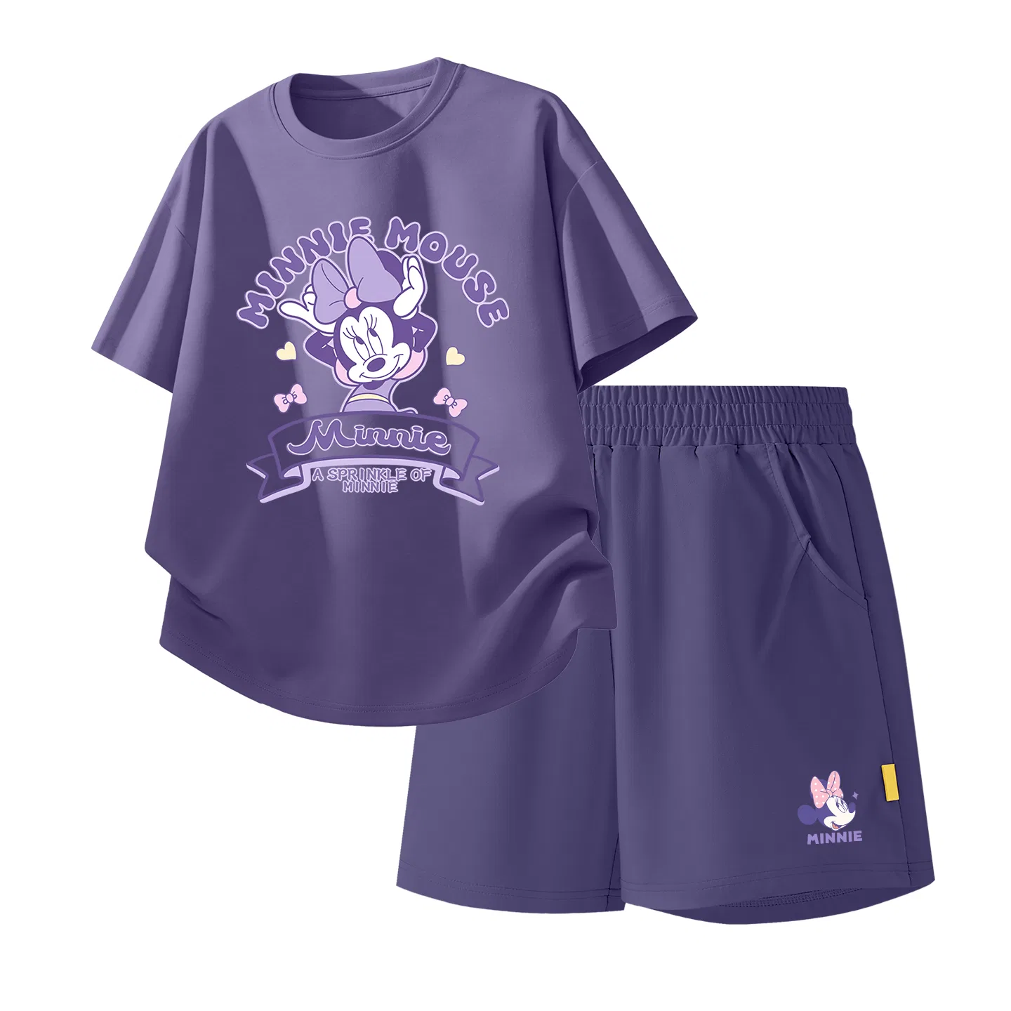 Детская повседневная спортивная футболка с круглым вырезом Disney, Di Colored Ribbon Night Sky Purple+Di Knot K_Bottom Right Plum Purple