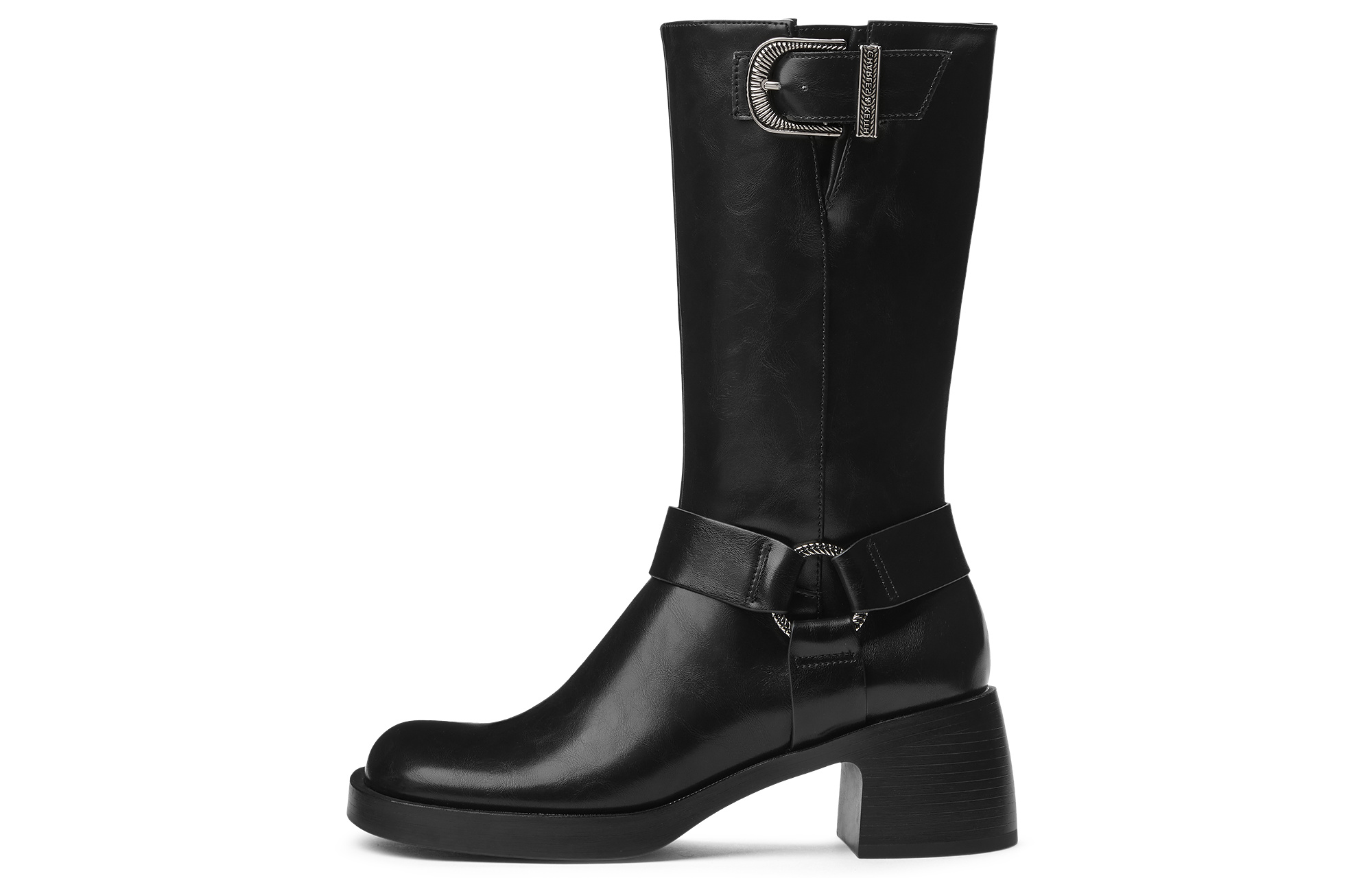 CHARLES&KEITH Маленькие чёрные разноцветные женские ботинки до щиколотки на каблуке 6,1 см, цвет Black