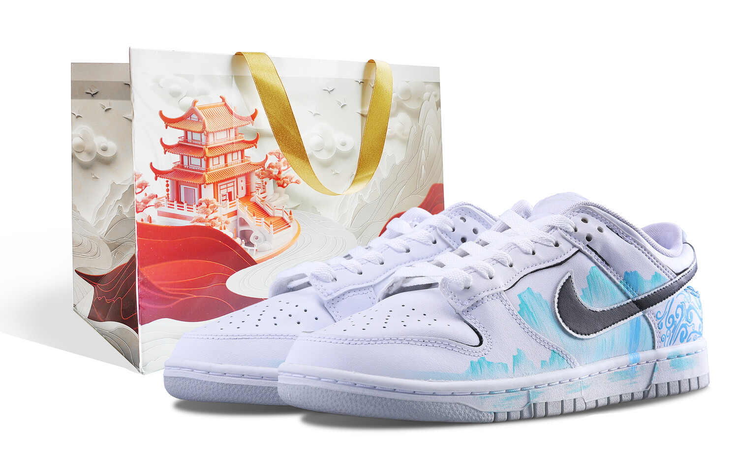 

Кроссовки Nike Dunk Skateboarding Shoes Men Low-top Cyan, белый