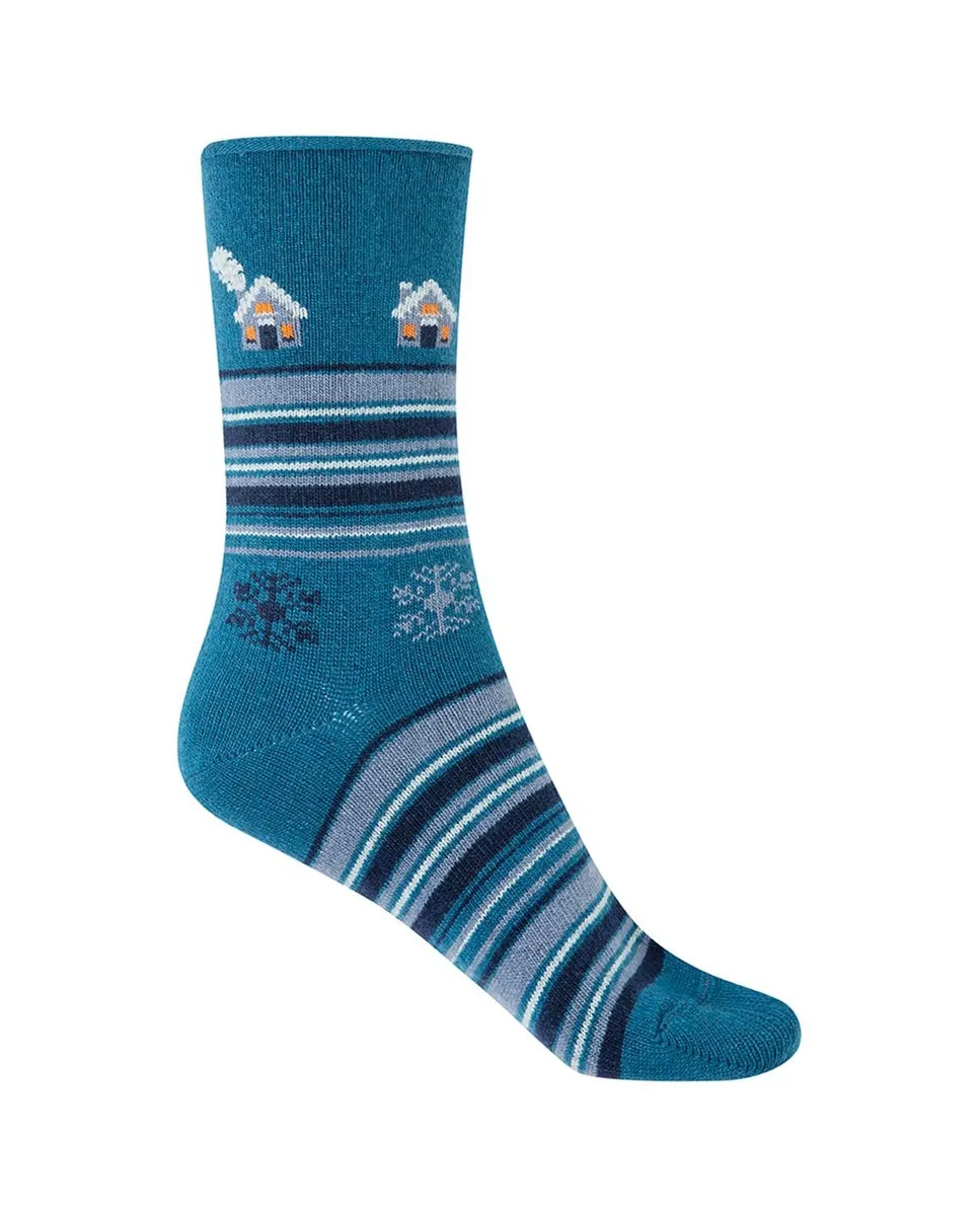 

Женские короткий носки из кашемира и шерсти с узорами, манжет Рулé Сделано в Испании Punto Blanco, синий