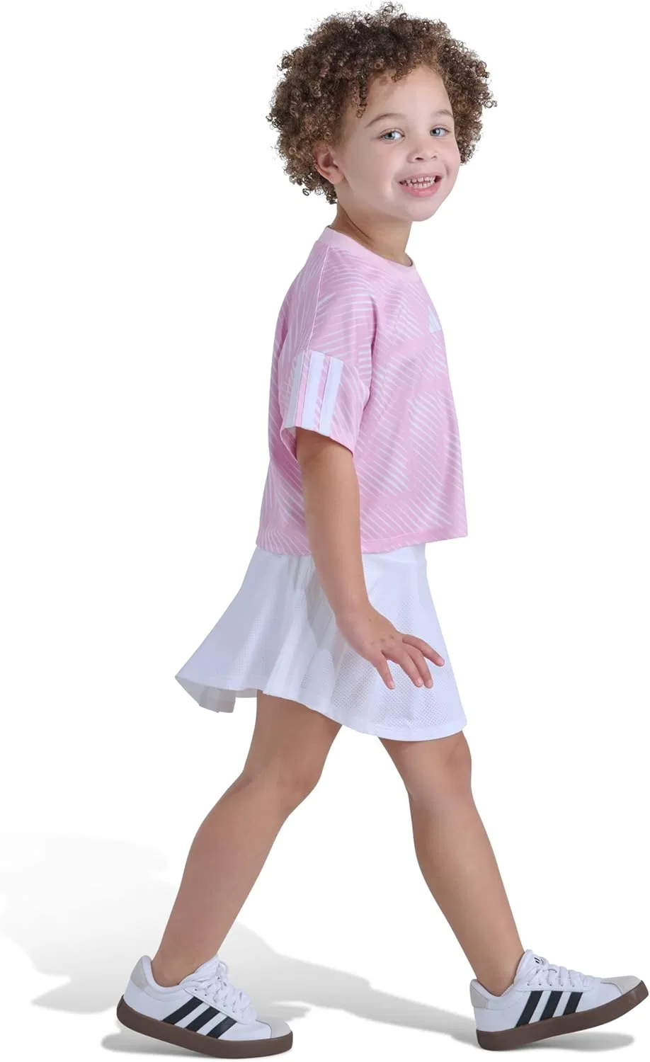 Детский спортивный комплект: топ и юбка-шорты adidas, Med Pink — фото 2