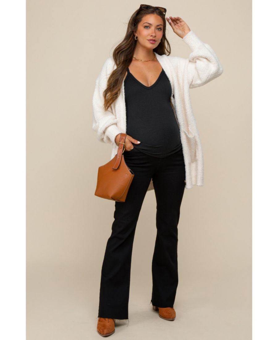 

Джинсы-клеш для беременных с необработанным краем Pinkblush, Black