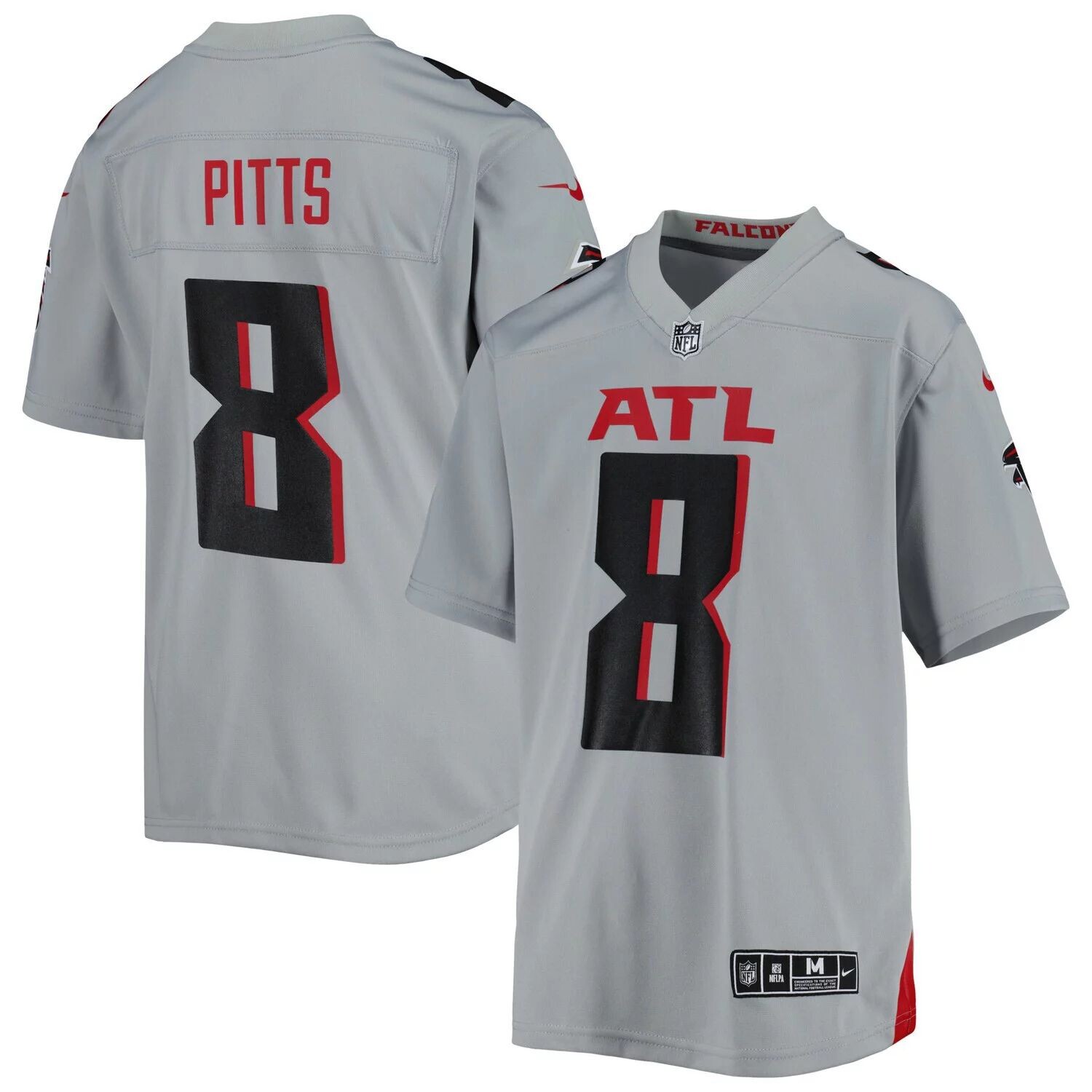 

Молодежная футболка Nike Kyle Pitts Grey Atlanta Falcons Inverted Game Джерси Nike