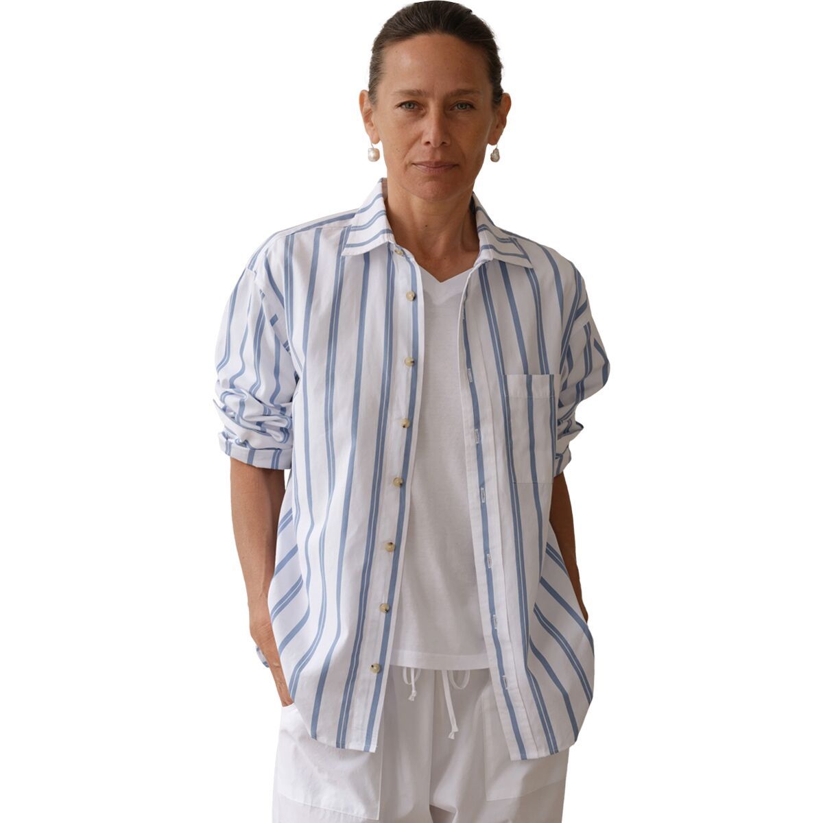 

Поп-рубашка Donni, цвет cornflower stripe