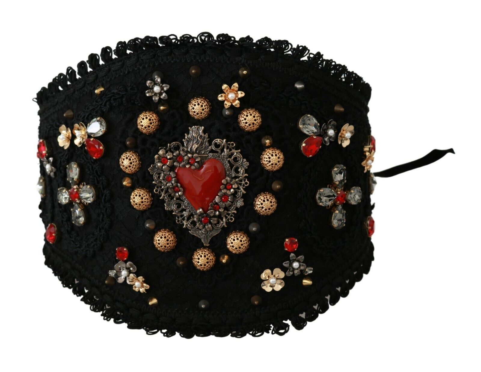 

Элегантный пояс из кожи с кристаллами Dolce & Gabbana, черный