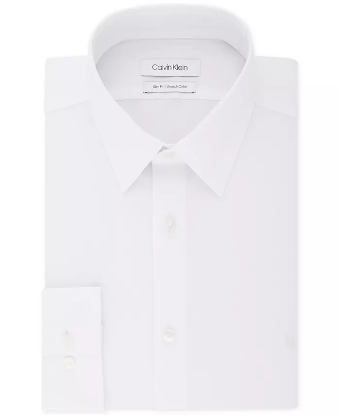 Мужская облегающая рубашка со стретчем Calvin Klein, белый — фото 3