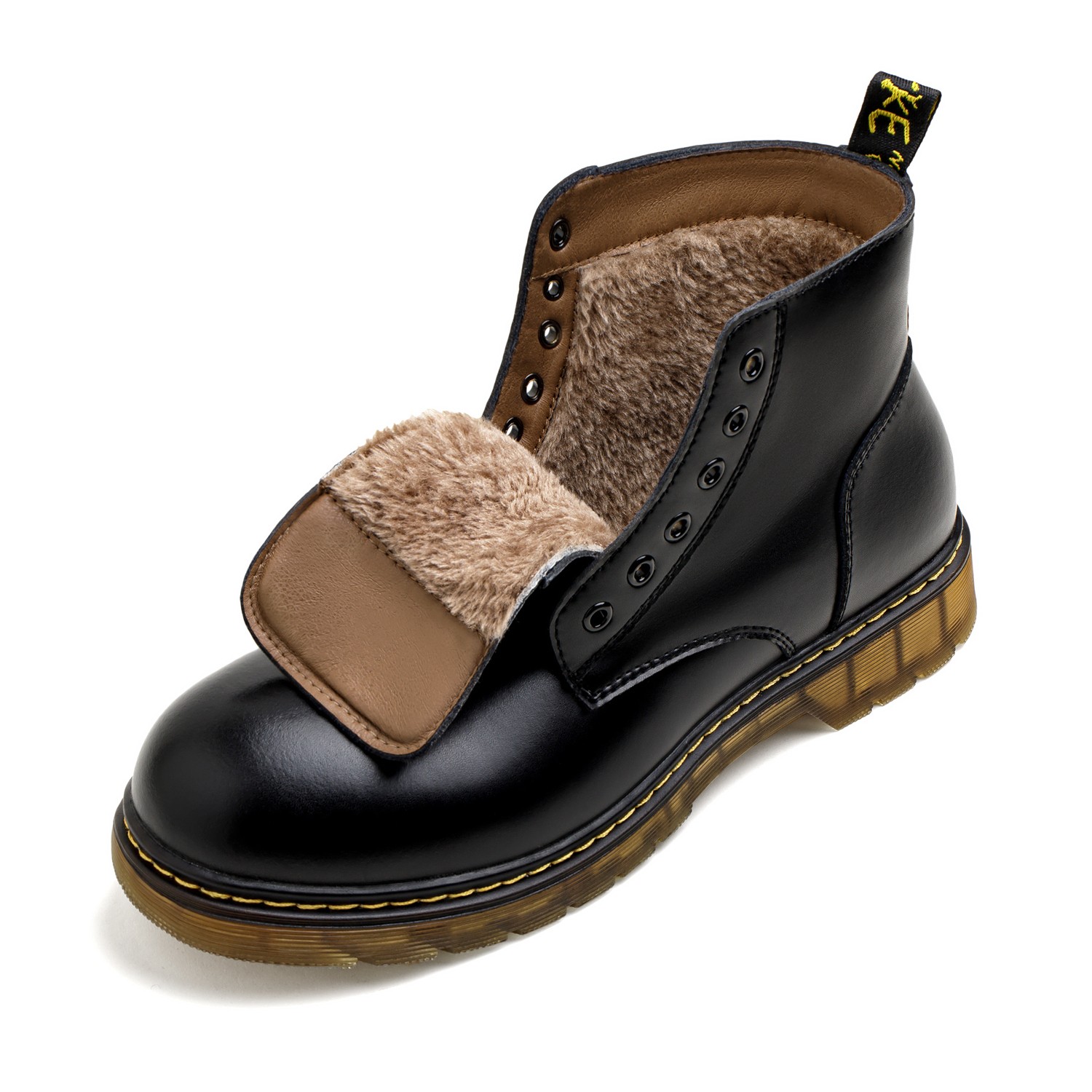 

MADEN Кроссовки Dr Martens на среднем каблуке унисекс черные [мягкая кожа 6 люверсов подкладка из флиса], цвет Black[Soft Leather 6 Eyelets Fleece-Lined]