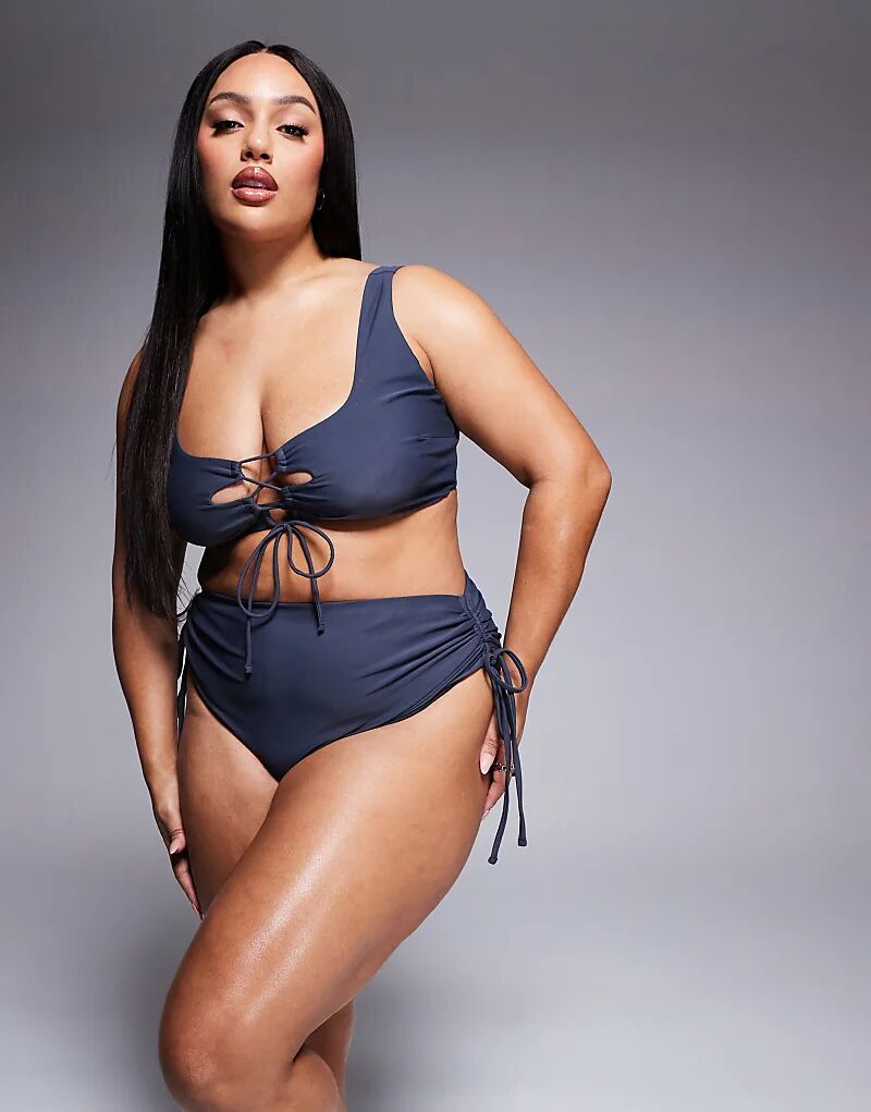 

Плавки-бикини Curve Sierra с высокой талией и завязками ASOS DESIGN, цвет: сланцево-серый Asos Curve