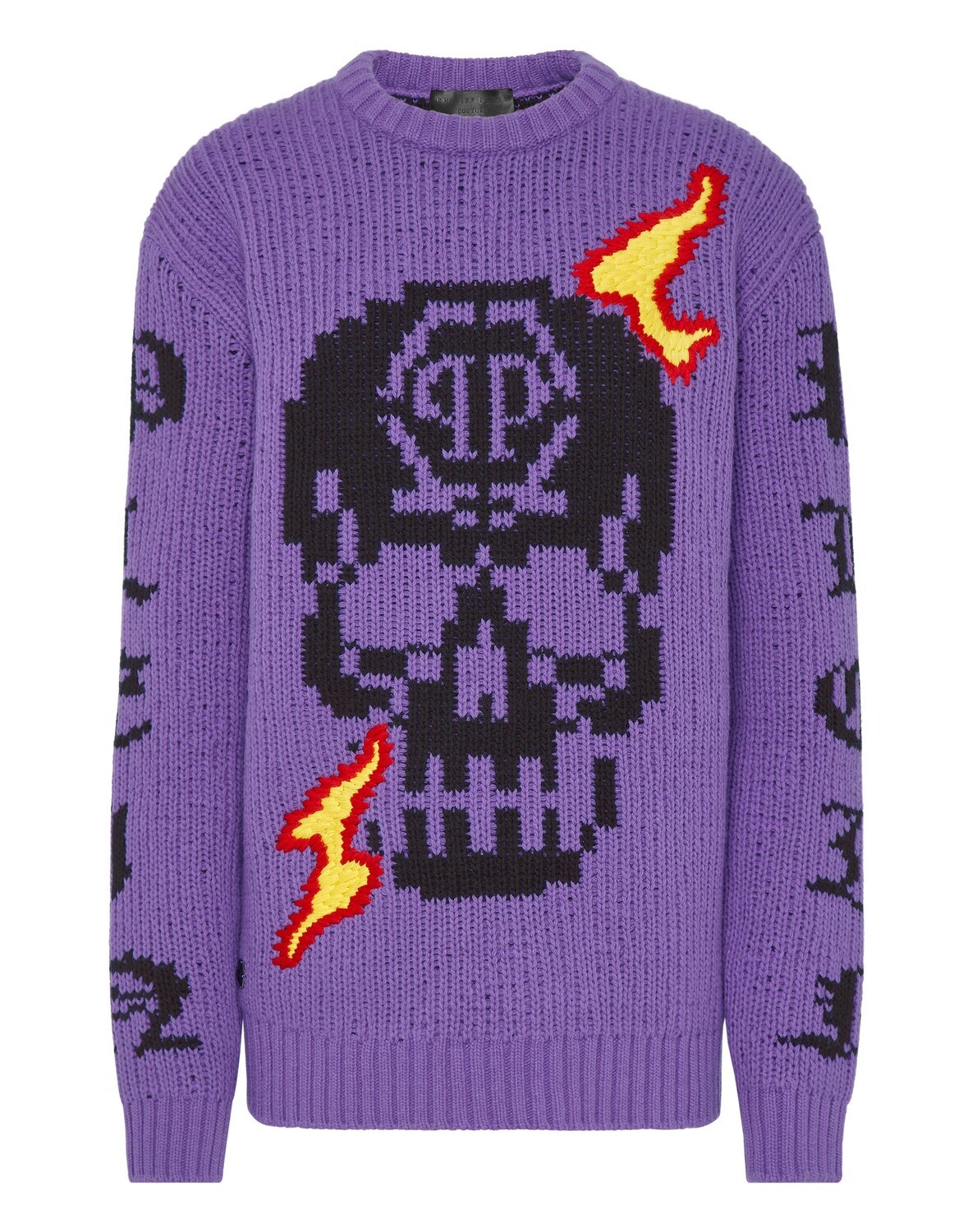 

Пуловер с круглым вырезом LS Skull Philipp Plein, фиолетовый