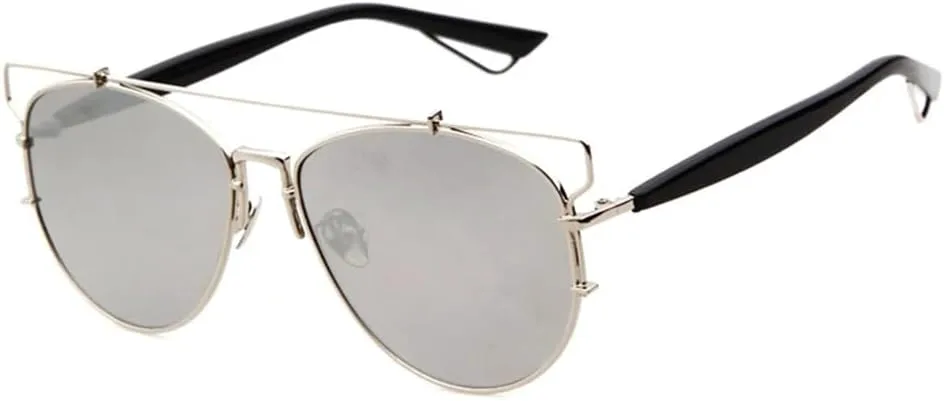 

Женские солнцезащитные очки-пилот из металла с двойной перемычкой, мужские модные винтажные очки «кошачий глаз» с защитой от УФ-излучения UV400 UJNHGQ, C3