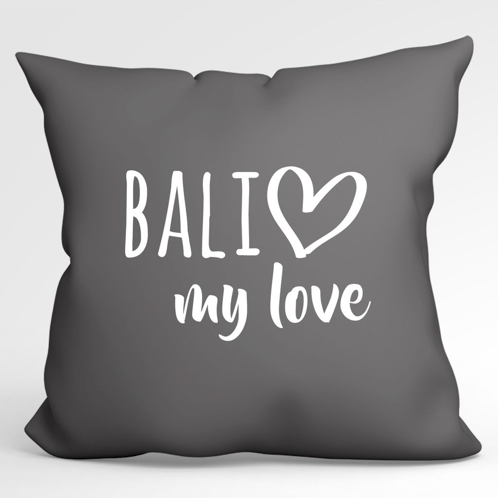 

Huuraa Pillow Bali my love декоративная подушка с наполнителем 40x40см размер Steel Grey для всех любителей Индонезии идея подарка для друзей и семьи Hellweg Druckerei