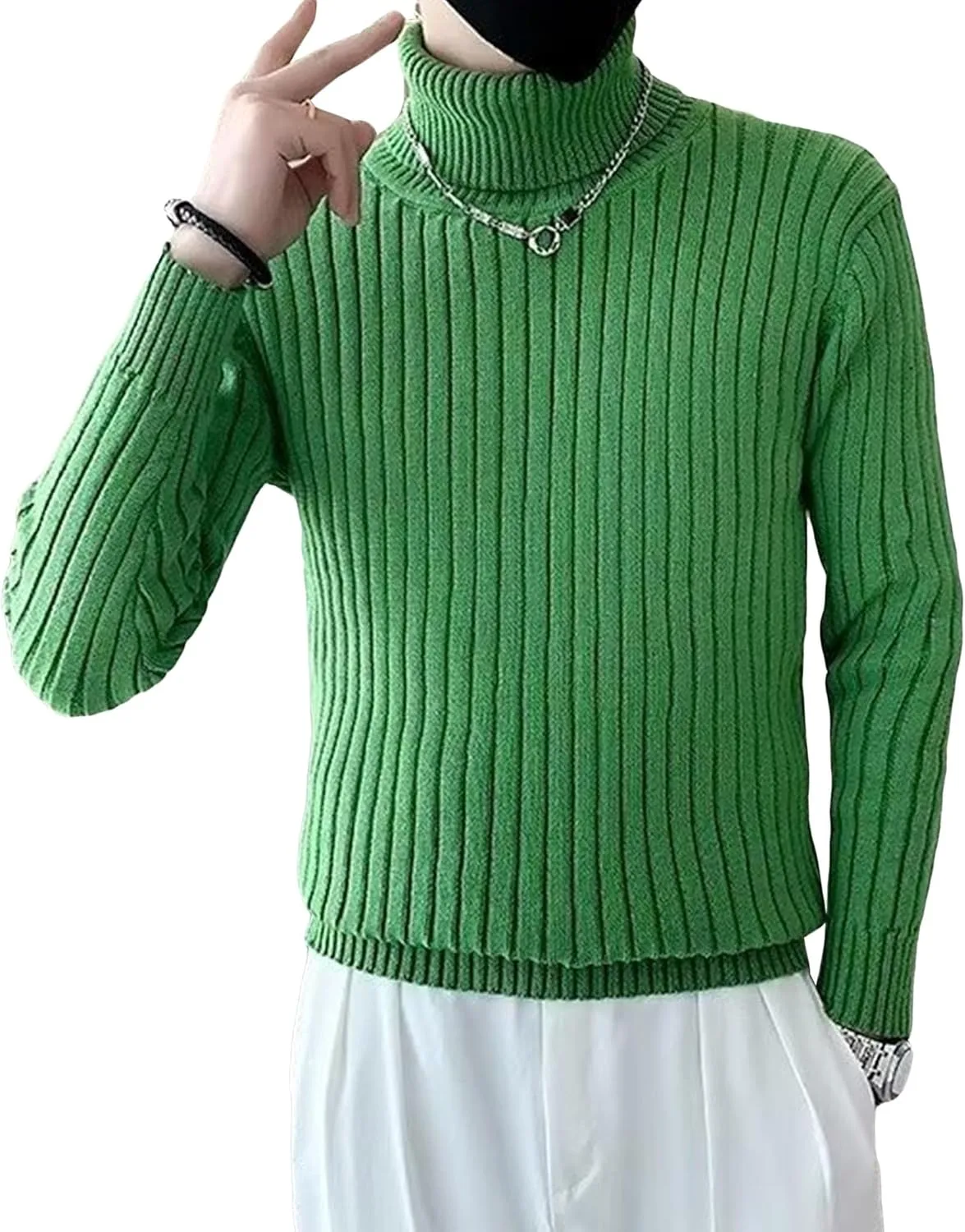 

Мужской свитер с воротником-стойкой Maiyifu-GJ Slim Fit, легкий, кабельная вязка