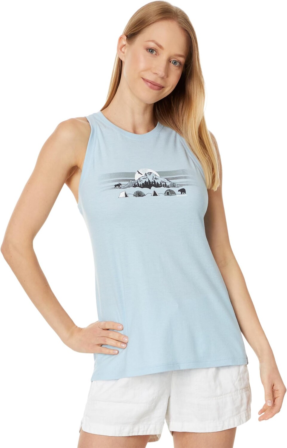

Топ Smartwool Mountain Moon Graphic Tank, цвет Winter Sky Heather