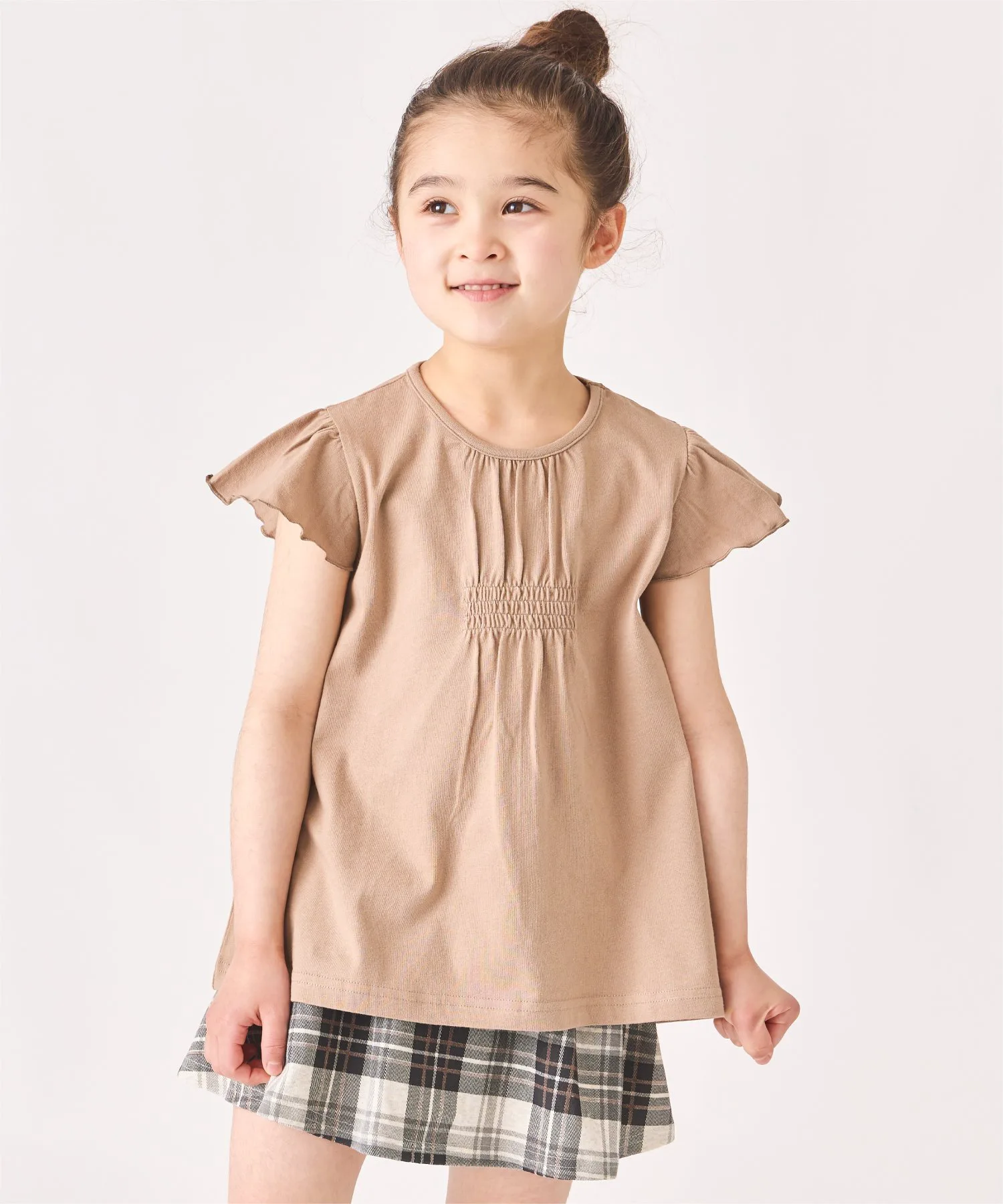 Топ с оборками на рукавах Ever Closet, Mocha