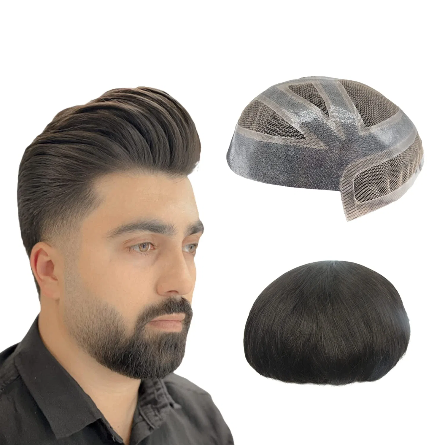Мужской парик-накладка NLW Real Hair Toupee из натуральных европейских волос N.L.W., #1B 10*8