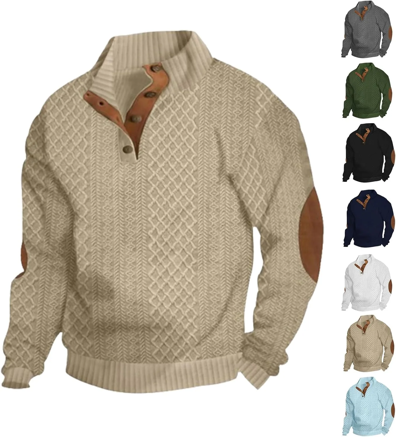 

Мужской кашемировый свитер с длинным рукавом и пуговицами WUUJIPAI