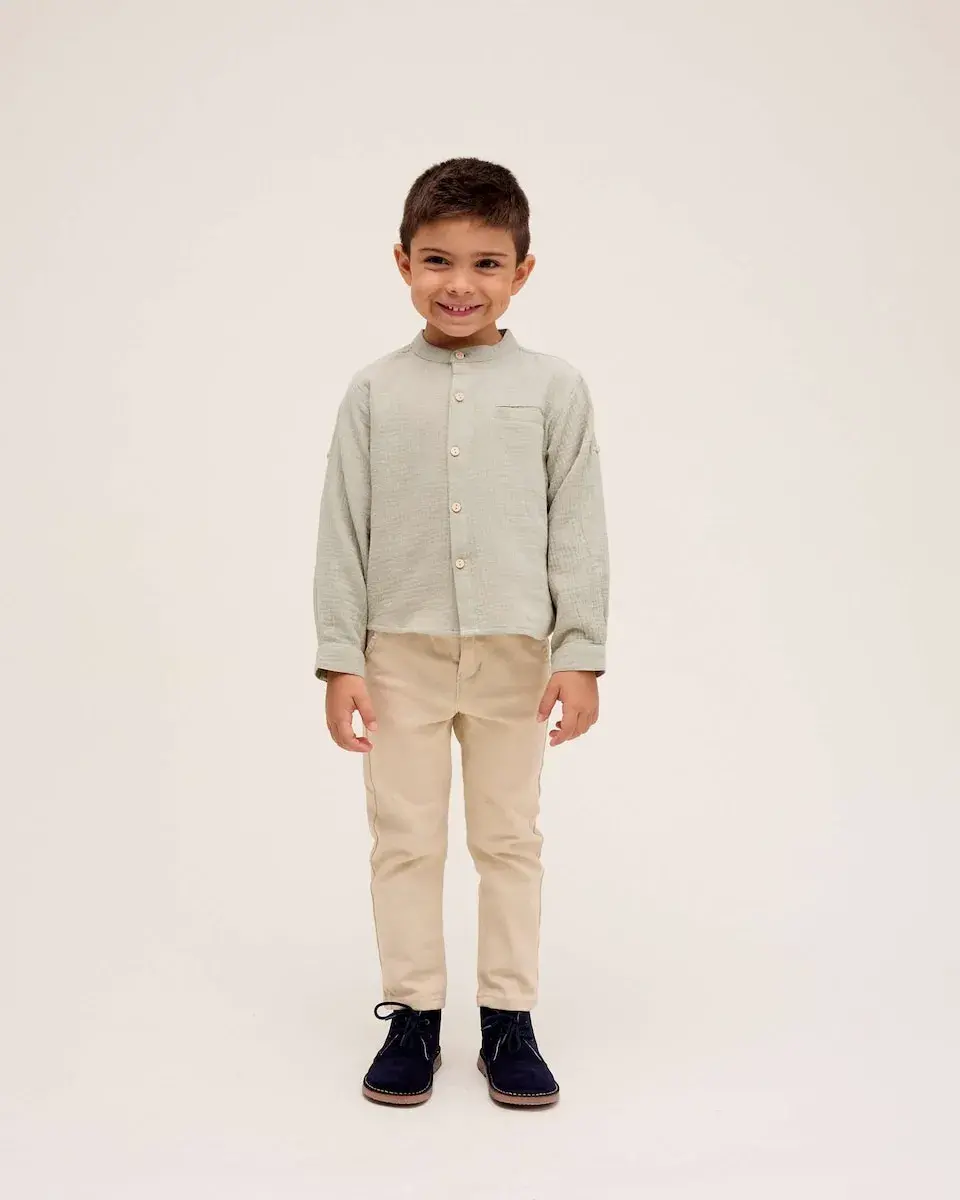 

Детская муслиновая рубашка с воротником-стойкой Dadati, светло-зеленый