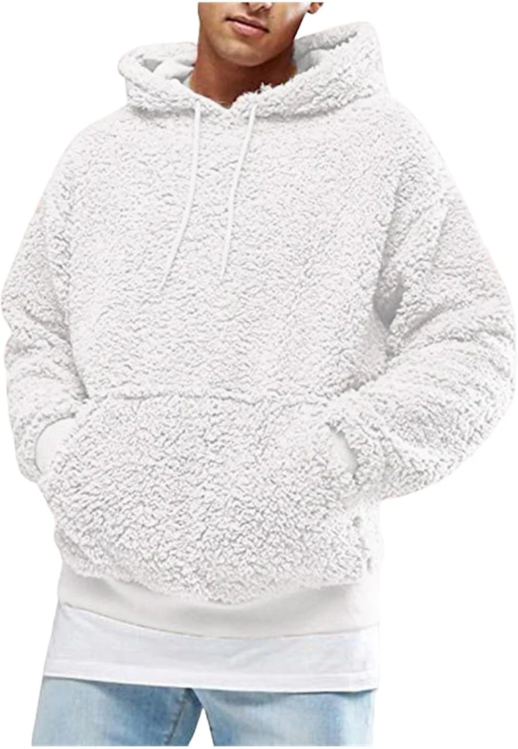 

Толстовка с капюшоном evzosrz мужская, Sherpa, с карманом