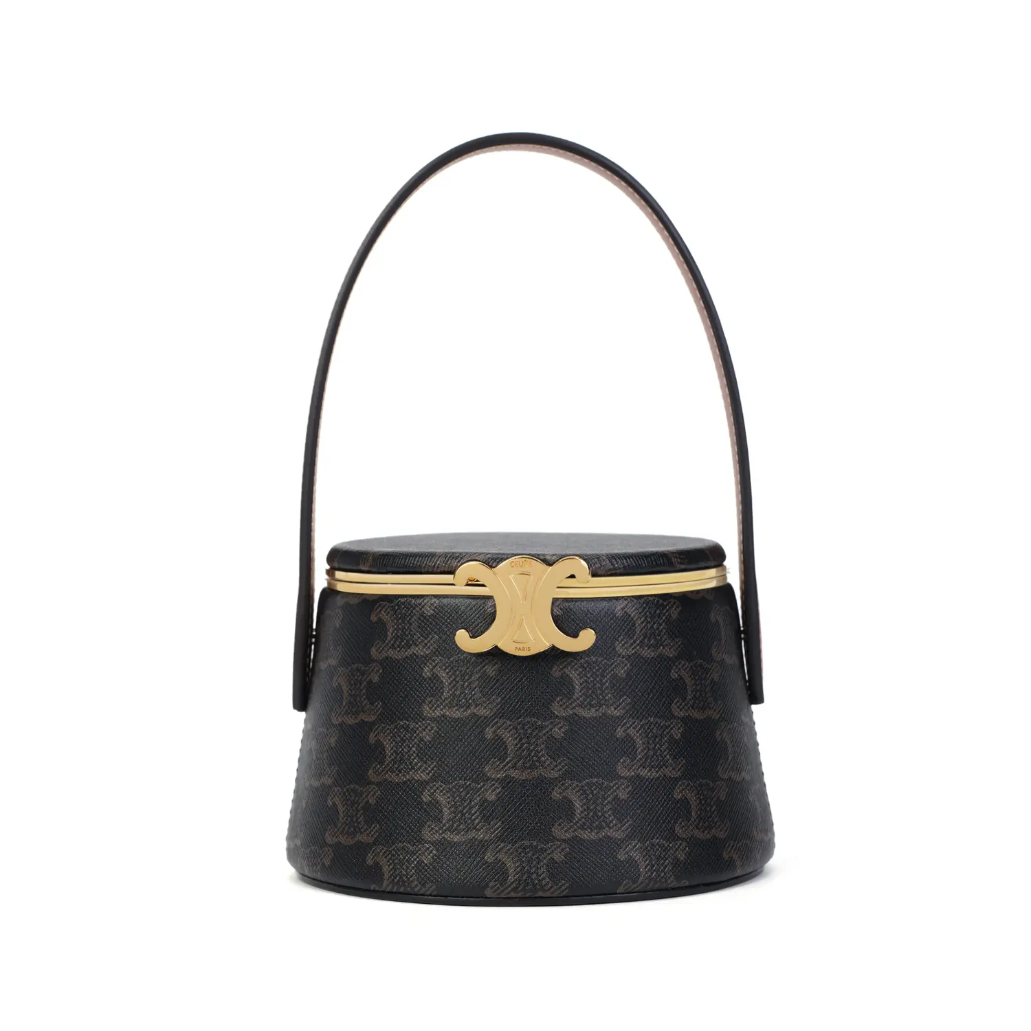 

CELINE Триумф клатч косметичка из ягненка и телячьей кожи круглый женский бежевый