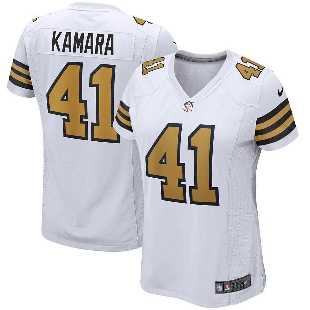 Женская белая майка Nike Alvin Kamara New Orleans Saints Alternate Game Player, цвет Snt White — фото 2