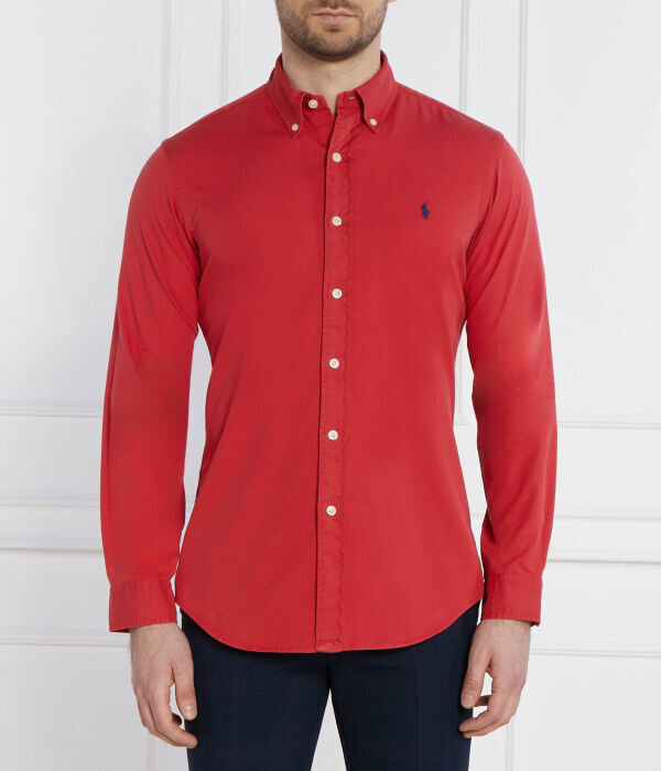 

Рубашка мужская Polo Ralph Lauren хлопковая с логотипом, красный