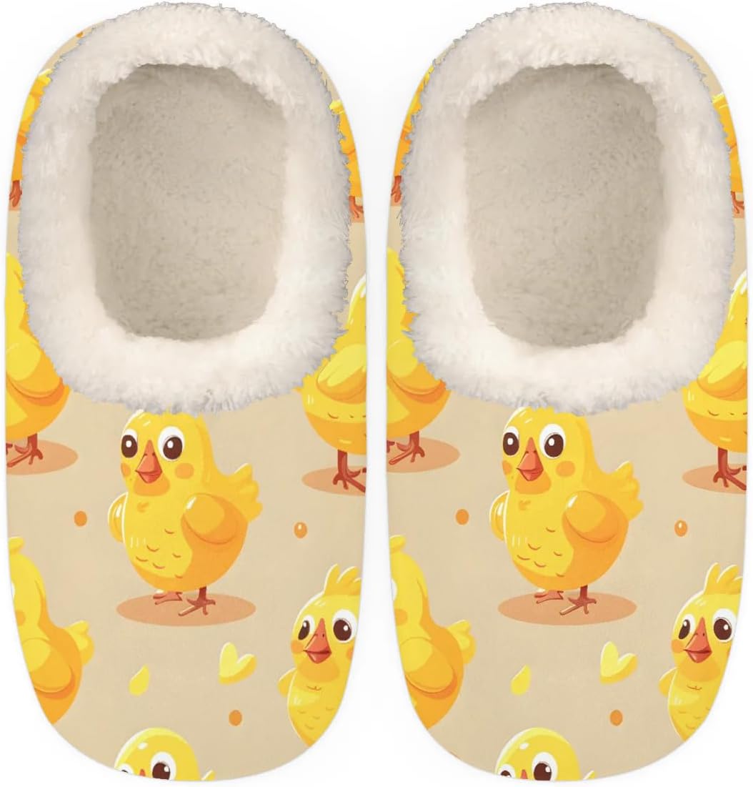 

Тапочки QsirBC Cute Chicks для женщин и мужчин, мягкие с эффектом памяти, с противоскользящей подошвой, для дома и улицы, уютные, пушистые и теплые, Cute Chicks Xxl