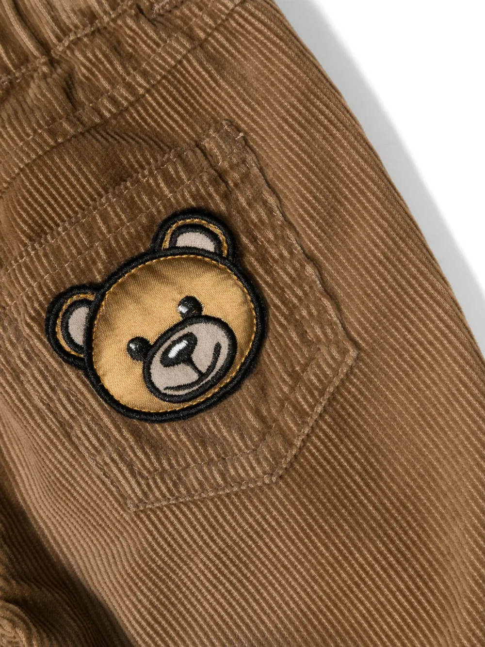 Вельветовые брюки с нашивкой Teddy Bear Moschino Kids, коричневый — фото 3