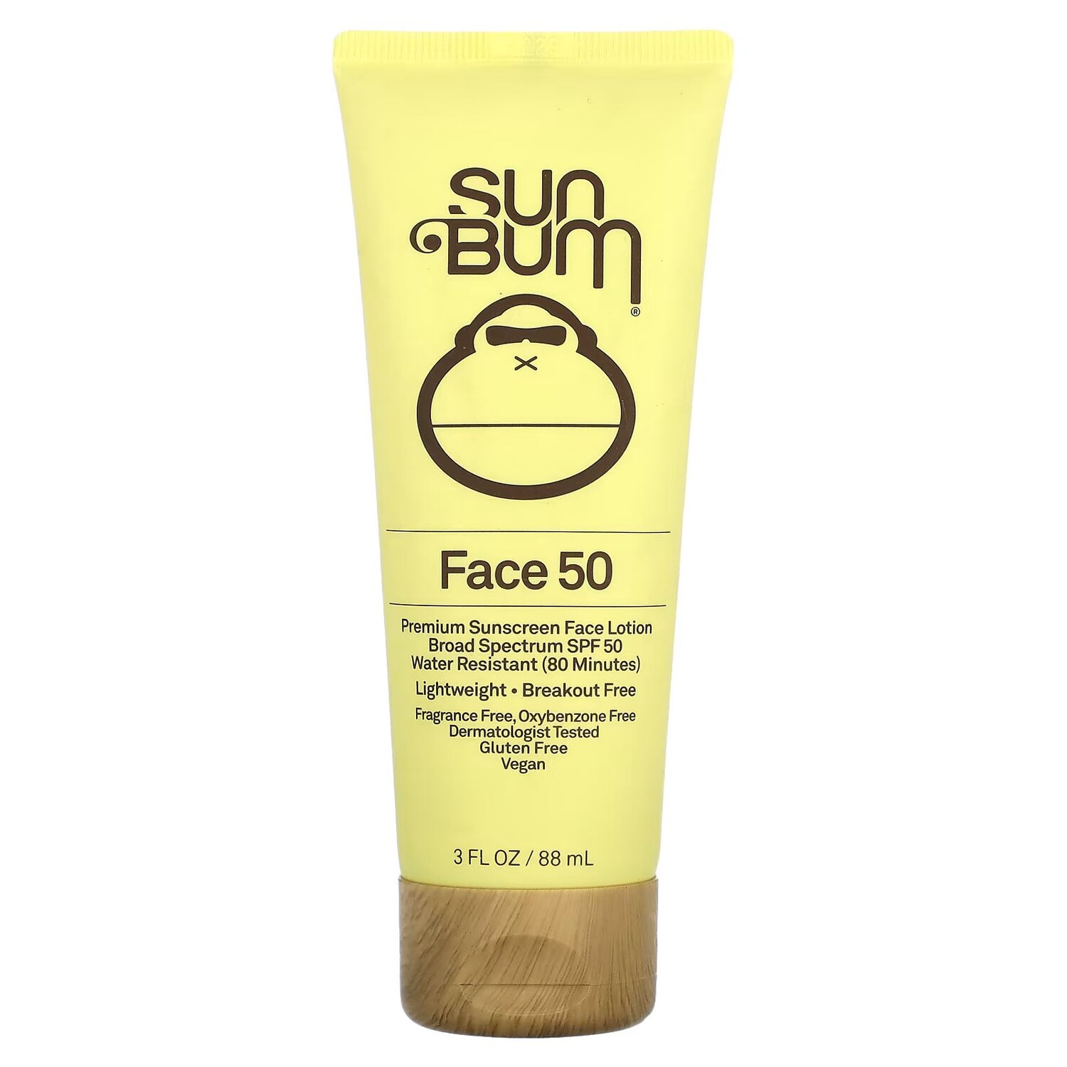 

Солнцезащитный лосьон для лица премиум-класса, SPF 50, без отдушек, 3 жидких унции (88 мл) Sun Bum