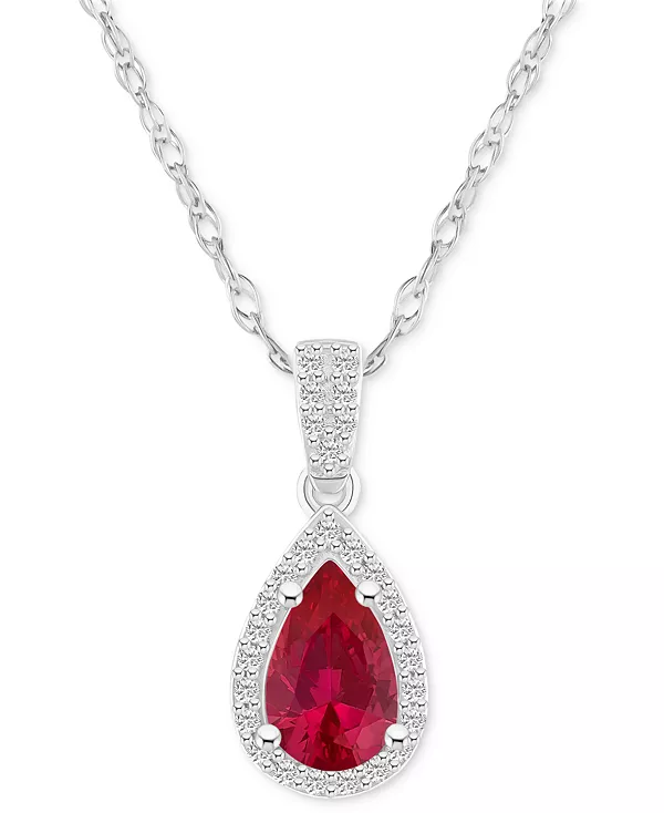 

Ожерелье с подвеской в форме груши из 10-каратного белого золота с синим сапфиром (1 карат, tw) и белым сапфиром (1/6 карата, tw) Macy'S, ruby
